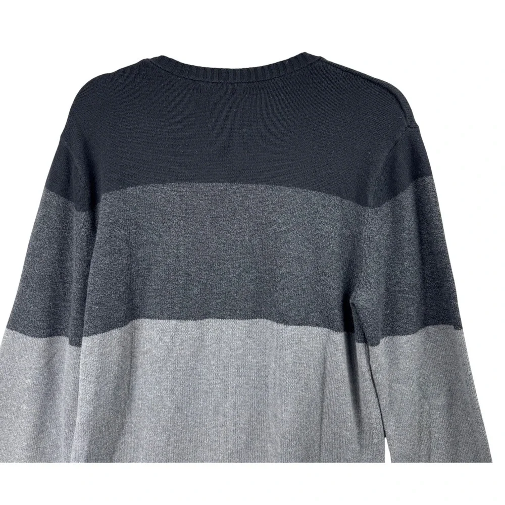 Banana Republic Sweater Mens Medium Colorblock Grey Black‎ Cotton Wool Blend